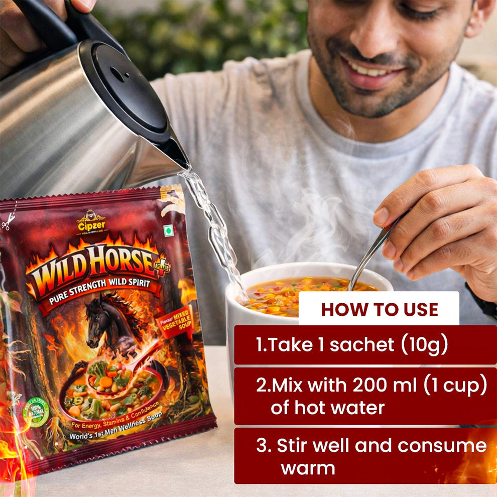Cipzer Wild Horse Plus Mixed Vegetable Wellness Soup pack of 3 | Energy, Stamina & Daily Strength Support | Herbal & Vegetable Based Nutrition | 10g Sachet