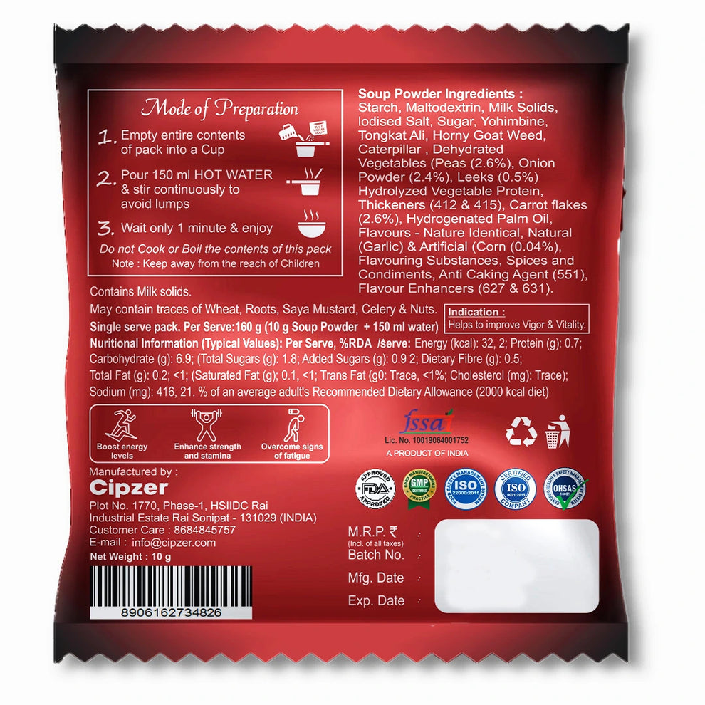 Cipzer Wild Horse Plus Mixed Vegetable Wellness Soup pack of 3 | Energy, Stamina & Daily Strength Support | Herbal & Vegetable Based Nutrition | 10g Sachet