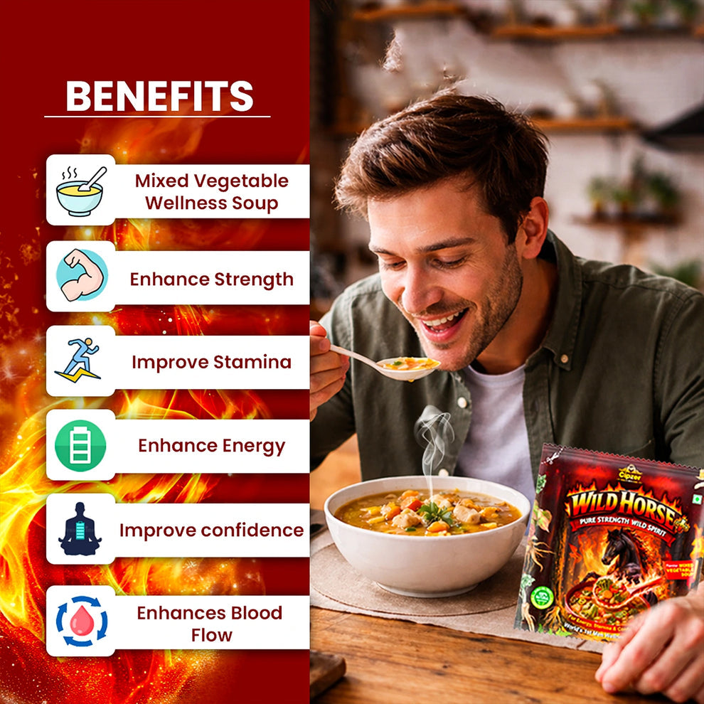 Cipzer Wild Horse Plus Mixed Vegetable Wellness Soup pack of 3 | Energy, Stamina & Daily Strength Support | Herbal & Vegetable Based Nutrition | 10g Sachet