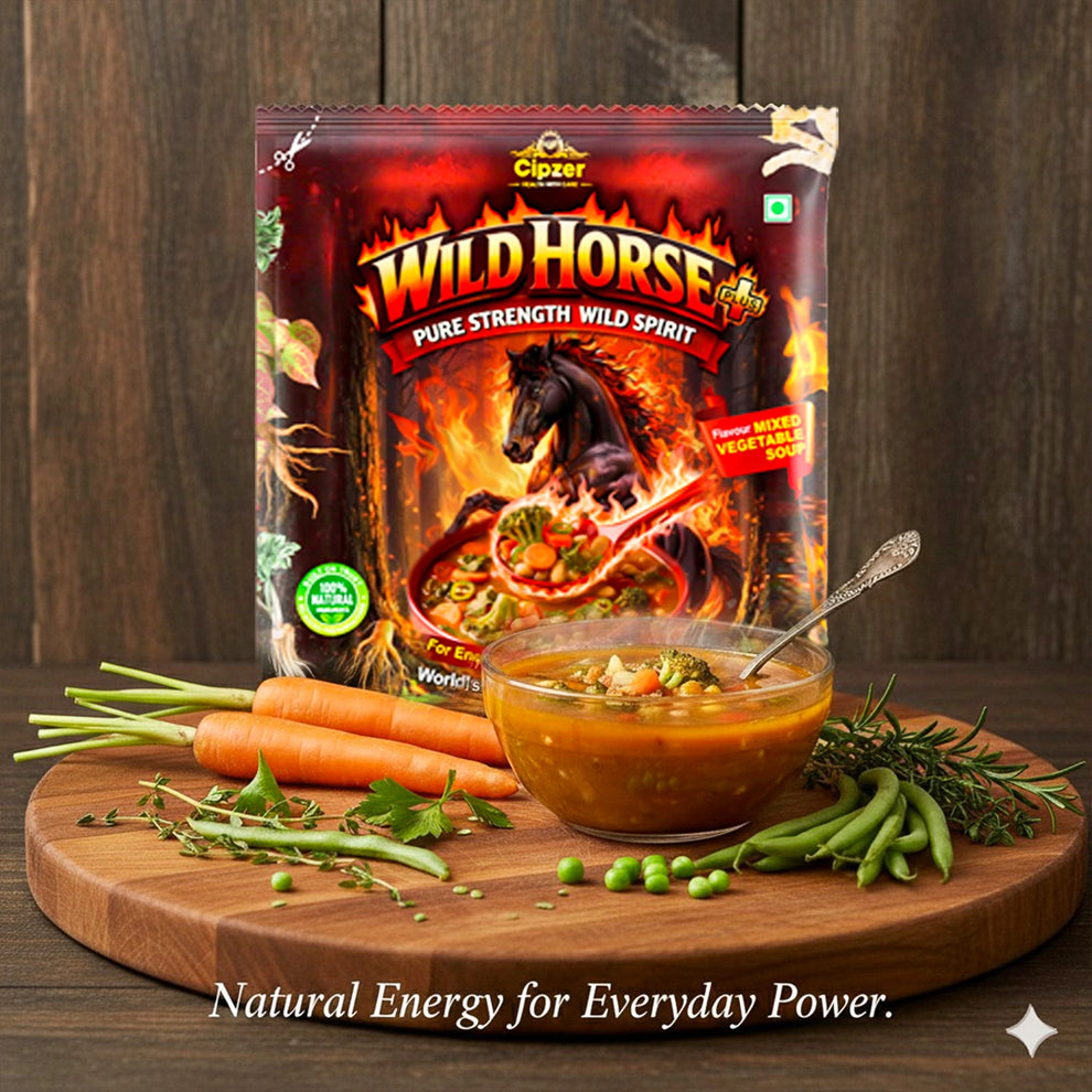Cipzer Wild Horse Plus Mixed Vegetable Wellness Soup pack of 3 | Energy, Stamina & Daily Strength Support | Herbal & Vegetable Based Nutrition | 10g Sachet